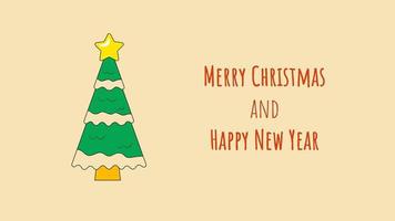 Christmas Tree Merry Christmas and Happy New Year Greeting Card or Background in Retro Style for Web vector