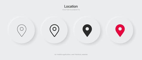 3d target pin point icon. Red map location pointer icon symbol sign. Gps marker with isolated white background for mobile app website UI UX.