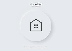 3D minimal modern home, homepage, base, main page, house push button icon emblem symbol, sign. 3d blue home icon. Mobile app icons. Device UI UX mockup. Isolated vector elements.