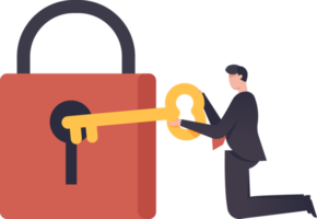 Unlock true potential, your ideal self to success in career or business, secret mind or skill to solve problem concept. illustration png