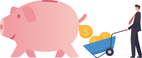 Deposit interest, return on investment. Savings and wealth management concept.interest or investment growth.Piggy bank poop come out the butt. png