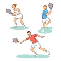 playing tennis vector illustration
