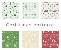 8 Christmas patterns. Background texture. vector
