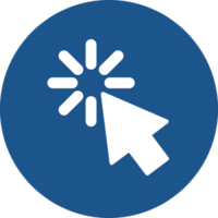 Cursor mouse icon design in blue circle. png