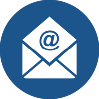 design de ícone de e-mail no círculo azul. png