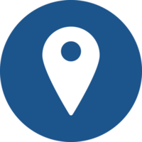 Location pointer pin icon design in blue circle. png
