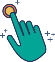 Hand pointing icon illustration glyph style design with color and plus sign. png