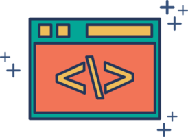 diseño de estilo de glifo de ilustración de icono de programación con color y signo más. png