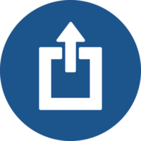 Upload-Icon-Design im blauen Kreis. png