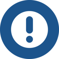 Warn icon design in blue circle. png