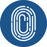 Fingerprint scanner icon design in blue circle. png