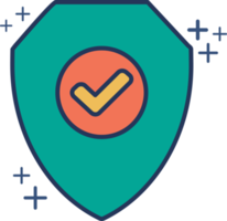 Shield check mark icon illustration glyph style design with color and plus sign. png