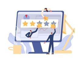 Business people create a product with a high rating vector