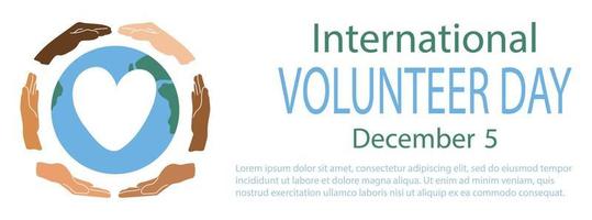 International volunteer day horizontal background vector illustration