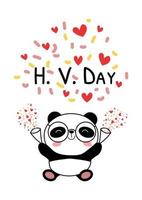 Valentines day card with baby panda vector illustration