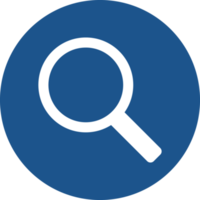 Search icon design in blue circle. png