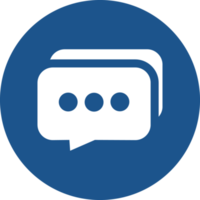 Chat icon design in blue circle. png