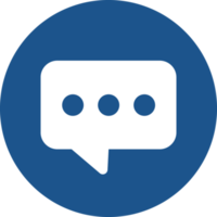 Chat message icon design in blue circle. png