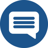 Message icon design in blue circle. png