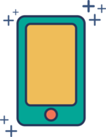 Mobile phone icon illustration glyph style design with color and plus sign. png