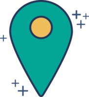 Location pointer pin icon illustration glyph style design with color and plus sign. png