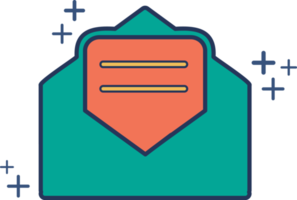 Email icon illustration glyph style design with color and plus sign. png