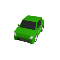 ilustración 3d de coche verde eléctrico png