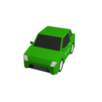 ilustração 3d de carro verde elétrico png