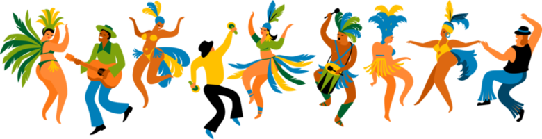 la gente baila carnaval brasileño. ilustración png