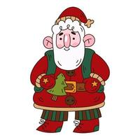 Cute Santa Claus Character. Doodle kids style illustration for X-mas decoration vector