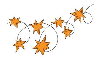 Christmas stars lights garland in doodle style. Cute design for X-mas decor vector