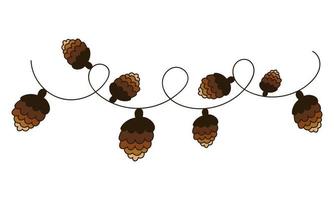 Christmas tree cones garland. Doodle simple art vector