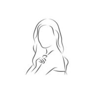 Sketch, Hand drawn, single line art women use for logo poster and background vector