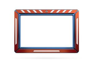 marco de imagen de metal azul rojo aislado en fondo blanco con espacio de copia, marco delgado en blanco con espacio vacío para uso decorativo. representación 3d foto