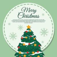 Pine Tree Snowflake Merry Christmas Greeting Card Design vector