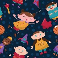 Happy Joy Kids Children Day Seamless Pattern Background vector