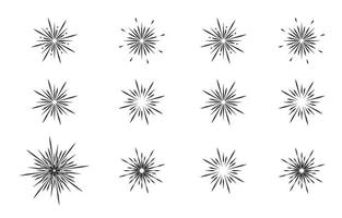 Simple Fireworks Silhouette Happy New Year Set vector