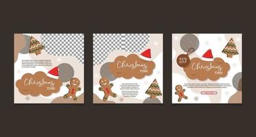 Ginger Bread Christmas Time Sale Social Media Promotion Design vector