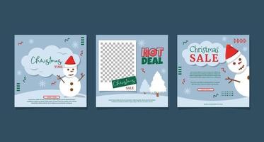 Snowman Hot Deal Christmas Sale Social Media Promotion Design vector