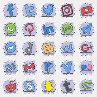Icon set Social media elements, logos, and symbol. Icons in comic style. Good for prints, posters, advertisement, business card, website, etc. vector