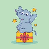 ilustración de elefante bebé, elefante bebé lindo, vector de ilustración de elefante