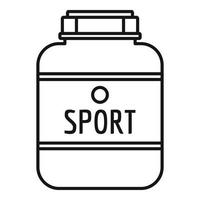 Sport nutrition plastic jar icon, outline style vector