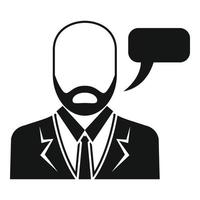 Businessman speech icon, simple style vector