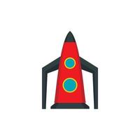 Red rocket icon, flat style vector