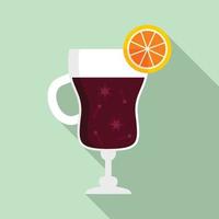 Mulled wine glass icon, flat style vector