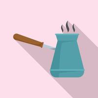 Hot coffee kettle icon, flat style vector