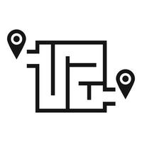 Way solution map icon, simple style vector