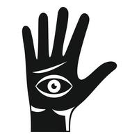 icono de la mano del ojo, estilo simple vector