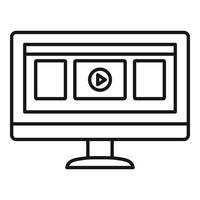 Monitor play video icon, outline style vector