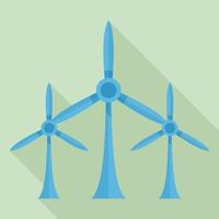 Eco wind turbine icon, flat style vector